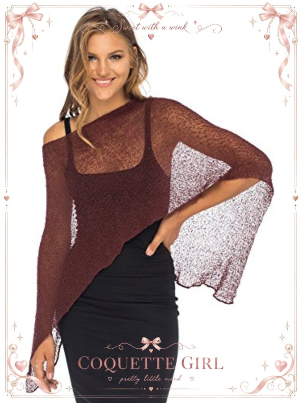 Back from Bali Women's Sheer Poncho Shrug Lightweight Knit Pullover